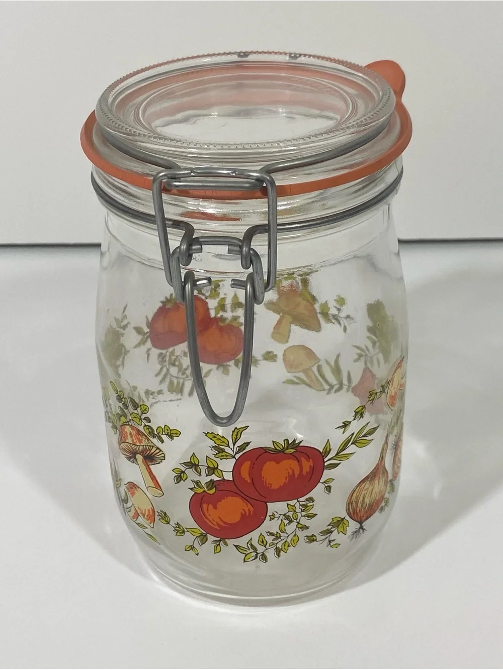 Vintage 70’s Arc Spice of Life 1 Liter Glass Storage Canister Kitchen mushroom